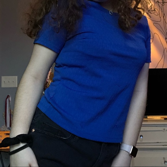 Blue Ribbed Tee - Picture 3 of 4